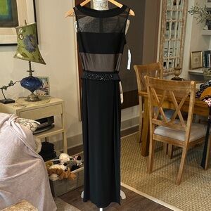 Joseph Ribkoff Black Maxi Dress with Sheer Accents